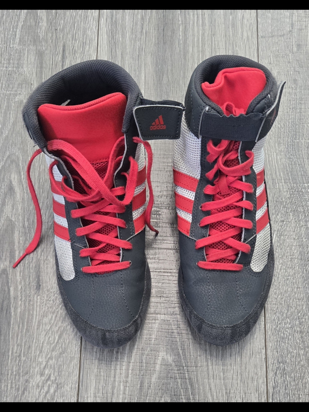 Adidas HVC 2 Wrestling Shoes Men’s 7.5 Gray Red Black GZ8451